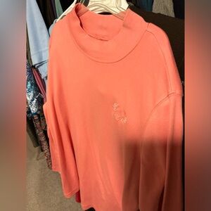 2X coral mockneck